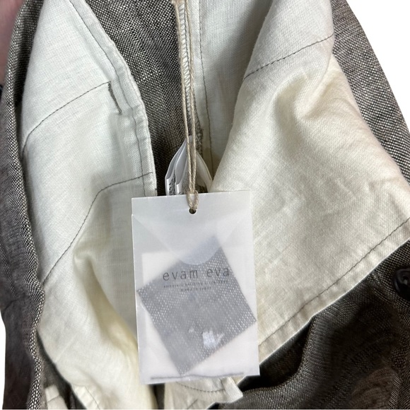 Evam Eva Linen Tan Brown Straight Leg Crop Ankle Cropped Lightweight Pants 2 NWT - Picture 8 of 11